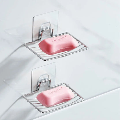 Wall Mount Stainless Steel Soap, Sponge Holder  (Punch-Free, Nail-Free, No Drilling, Rust Proof, Ideal for Kitchen & Bathroom)