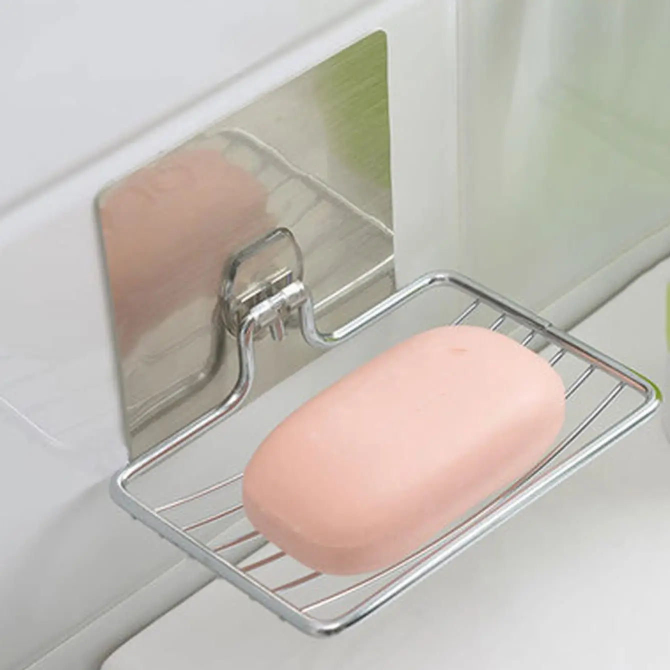 Wall Mount Stainless Steel Soap, Sponge Holder  (Punch-Free, Nail-Free, No Drilling, Rust Proof, Ideal for Kitchen & Bathroom)